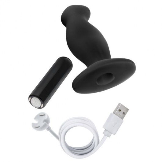 Черный анальный вибромассажёр Silicone Vibrating Prostate Massager 02 - 10,8 см. - Blush Novelties - в Таганроге купить с доставкой