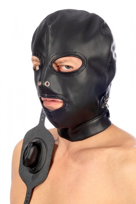 Маска-шлем с прорезями для глаз и регулируемым кляпом - Fetish Tentation - купить с доставкой в Таганроге Маска-шлем с прорезями для глаз и регулируемым кляпом - Fetish Tentation - купить с доставкой в Таганроге
