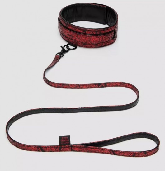 Стильный ошейник с поводком Reversible Faux Leather Collar and Lead - Fifty Shades of Grey - купить с доставкой в Таганроге
