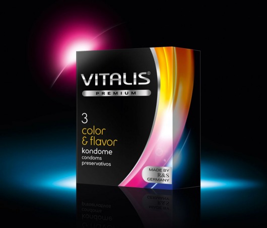 Цветные ароматизированные презервативы VITALIS PREMIUM color   flavor - 3 шт. - Vitalis - купить с доставкой в Таганроге