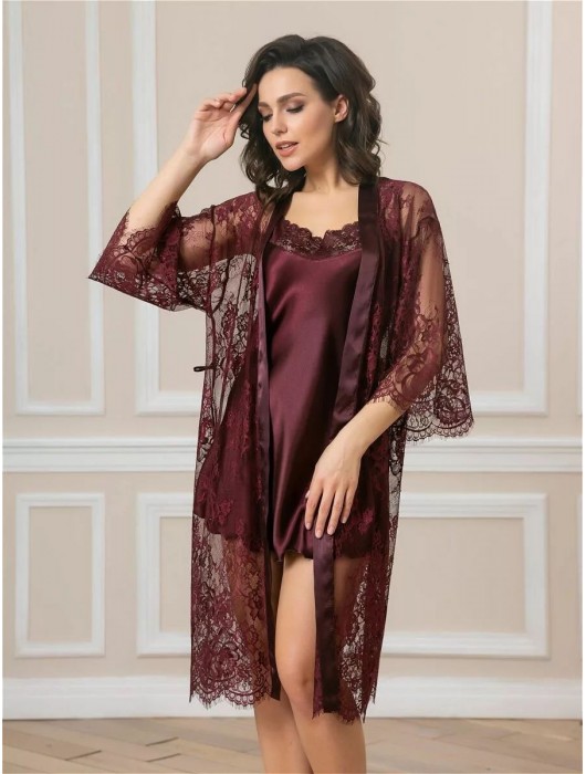 Соблазнительный кружевной пеньюар с поясом - Felisse купить с доставкой