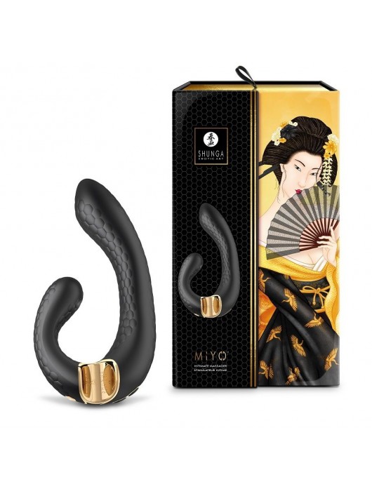 Черный гибкий вибростимулятор MIYO с двумя моторами - 18,5 см. - Shunga