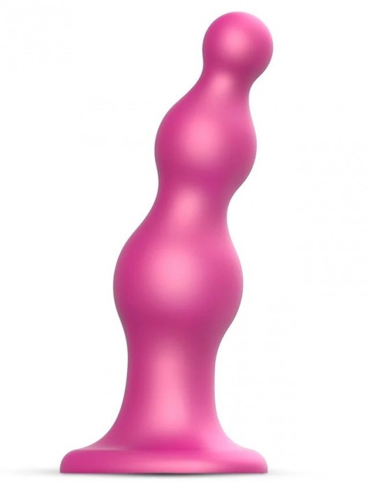 Розовая насадка Strap-On-Me Dildo Plug Beads size S - Strap-on-me - купить с доставкой в Таганроге