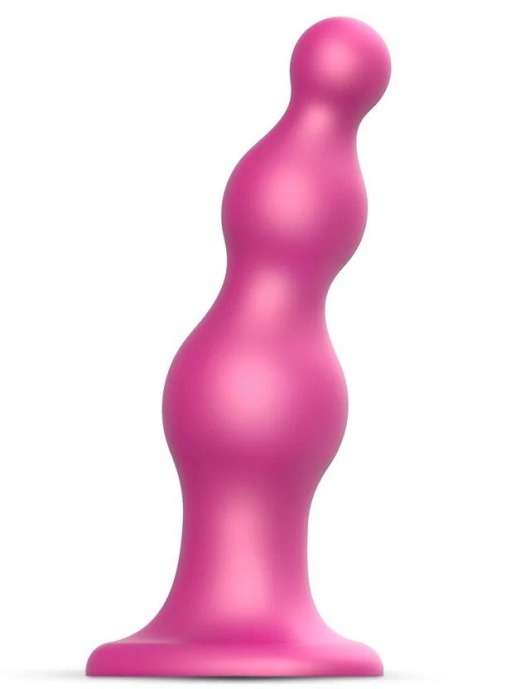 Розовая насадка Strap-On-Me Dildo Plug Beads size L - Strap-on-me - купить с доставкой в Таганроге