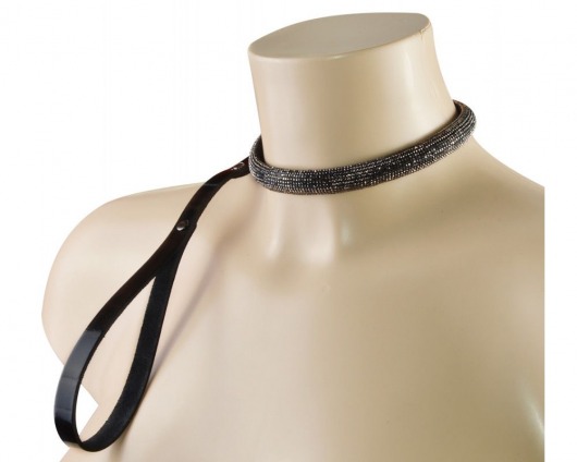 Эффектный сверкающий ошейник с поводком  Гламур - Sitabella - купить с доставкой в Таганроге
