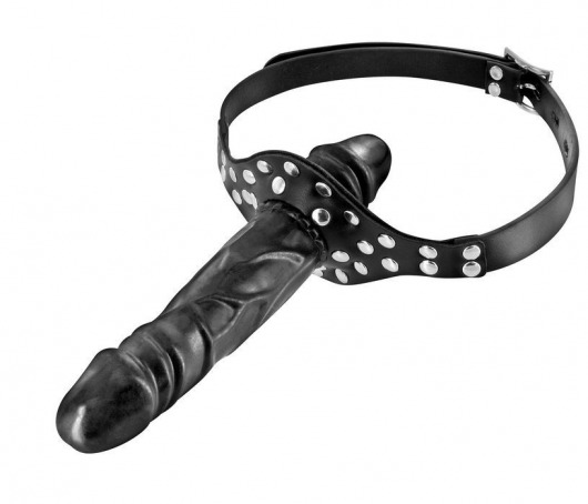 Черный кляп-фаллоимитатор Double Penis Gag - Fetish Tentation - купить с доставкой в Таганроге