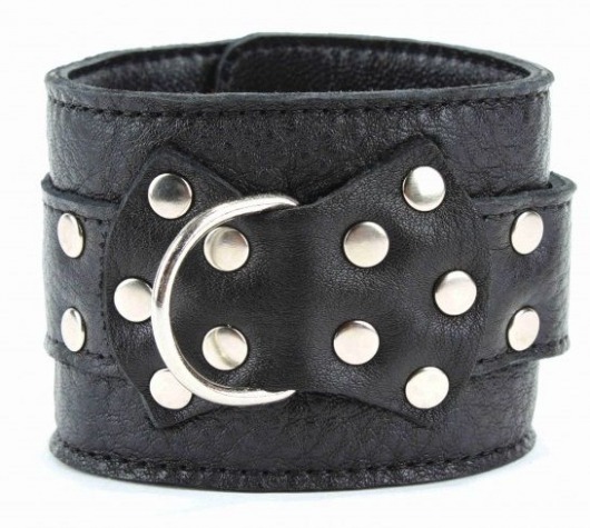 Чёрные наручники  из кожи с пряжкой - БДСМ Арсенал - купить с доставкой в Таганроге