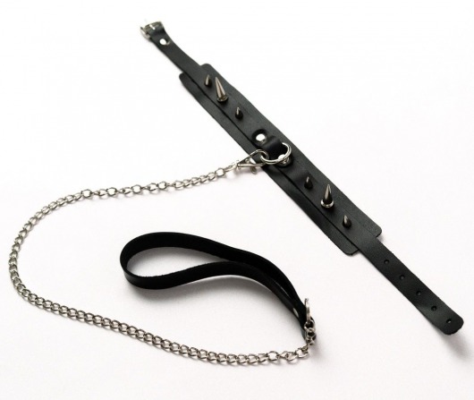 Черный ошейник с шипами и поводком - Crazy Handmade - купить с доставкой в Таганроге