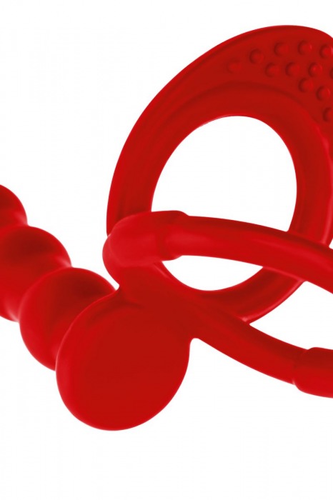 Красная насадка на пенис для двойного проникновения - 19,5 см. - ToyFa - купить с доставкой в Таганроге
