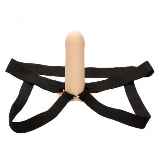 Телесный фаллопротез из силикона Extension with Harness - 15,75 см. - California Exotic Novelties - купить с доставкой в Таганроге