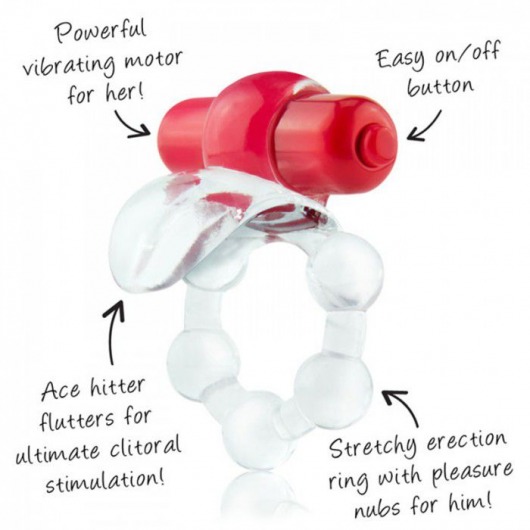 Виброкольцо с язычком и красным виброэлементом Overtime - Screaming O - в Таганроге купить с доставкой