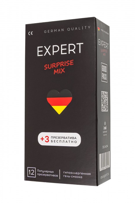 Презервативы EXPERT Surprise Mix - 12 шт.(+3 в подарок) - Expert - купить с доставкой в Таганроге