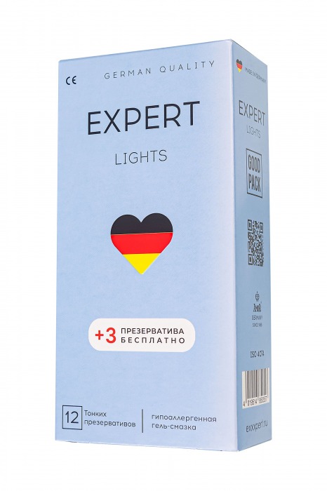 Ультратонкие презервативы EXPERT Lights - 12 шт.(+3 в подарок) - Expert - купить с доставкой в Таганроге