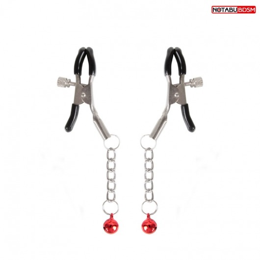 Серебристые зажимы на соски с шариками на цепочках - Notabu - купить с доставкой в Таганроге