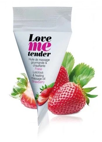 Съедобное согревающее массажное масло Love Me Tender Strawberry с ароматом клубники - 10 мл. - Love to Love - купить с доставкой в Таганроге