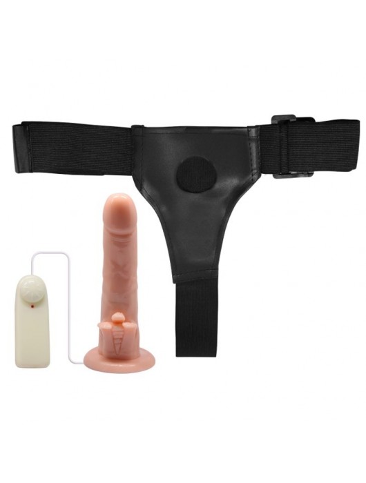 Фаллопротез с ребристым основанием на трусиках с вибрацией - 18 см. - Baile - купить с доставкой в Таганроге