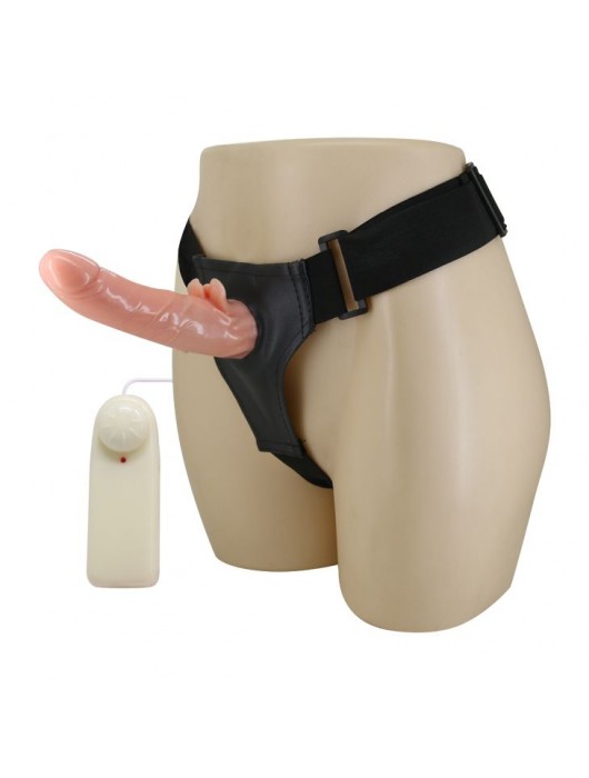 Фаллопротез с ребристым основанием на трусиках с вибрацией - 18 см. - Baile - купить с доставкой в Таганроге