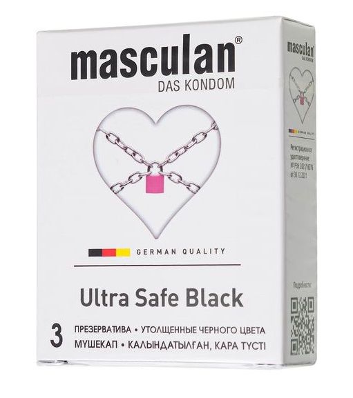 Ультрапрочные презервативы Masculan Ultra Safe Black - 3 шт. - Masculan - купить с доставкой в Таганроге