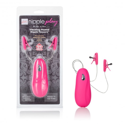 Розовые зажимы на соски с нагревательным эффектом с вибрацией Heated Nipple Teasers - California Exotic Novelties