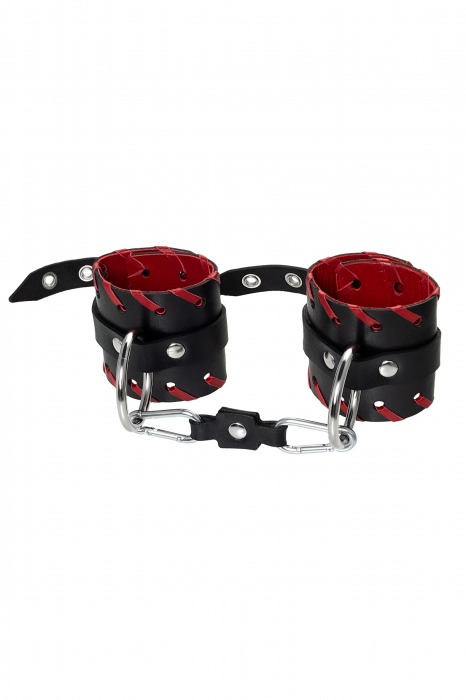 Черно-красные наручники из натуральной кожи - Pecado - купить с доставкой в Таганроге