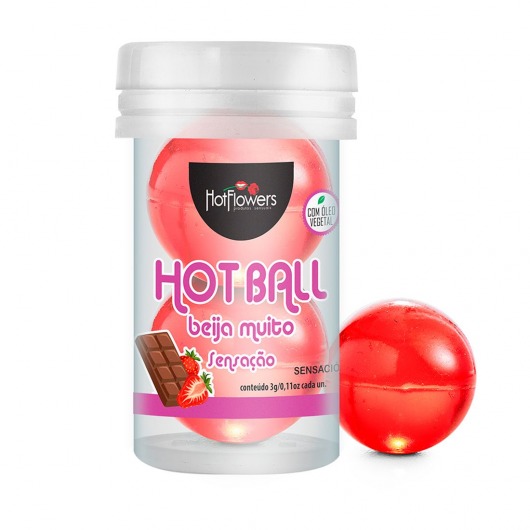 Лубрикант на масляной основе Hot Ball Beija Muito с ароматом шоколада и клубники (2 шарика по 3 гр.) - HotFlowers - купить с доставкой в Таганроге