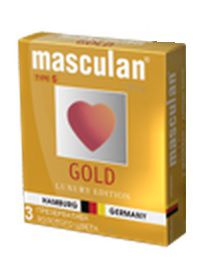 Презервативы Masculan Ultra Gold с золотым напылением и ароматом ванили - 3 шт. - Masculan - купить с доставкой в Таганроге