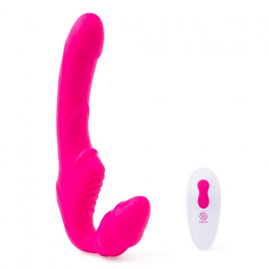 Розовый безремневой страпон на радиоуправлении Strapless Together - 22 см. - Together Toy - купить с доставкой в Таганроге