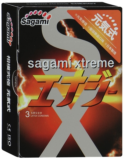 Презервативы Sagami Xtreme ENERGY с ароматом энергетика - 3 шт. - Sagami - купить с доставкой в Таганроге