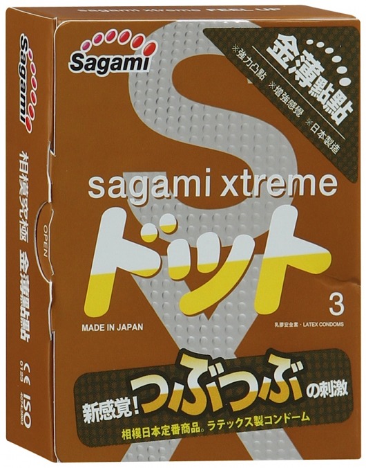 Презервативы Sagami Xtreme FEEL UP с точечной текстурой и линиями прилегания - 3 шт. - Sagami - купить с доставкой в Таганроге