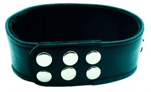 Чёрный кожаный ошейник с полукольцами и клёпками - БДСМ Арсенал - купить с доставкой в Таганроге