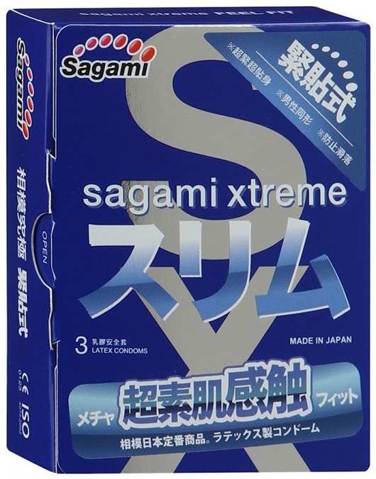 Розовые презервативы Sagami Xtreme FEEL FIT 3D - 3 шт. - Sagami - купить с доставкой в Таганроге