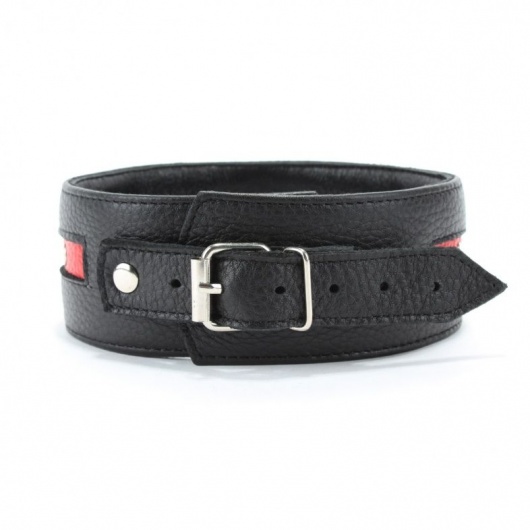 Черно-красный ошейник на пряжке - БДСМ Арсенал - купить с доставкой в Таганроге