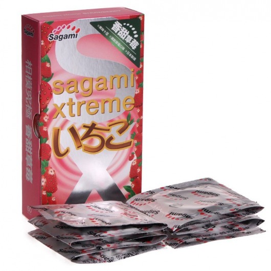 Презервативы Sagami Xtreme Strawberry c ароматом клубники - 10 шт. - Sagami - купить с доставкой в Таганроге