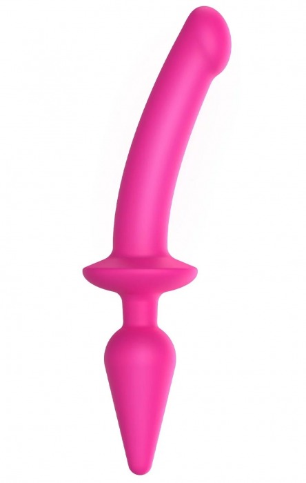 Ярко-розовый двусторонний фаллоимитатор Switch Plug-In Semi-Realistic Size L - Strap-on-me купить с доставкой в интернет-магазине Orgasmix в Таганроге Ярко-розовый двусторонний фаллоимитатор Switch Plug-In Semi-Realistic Size L - Strap-on-me