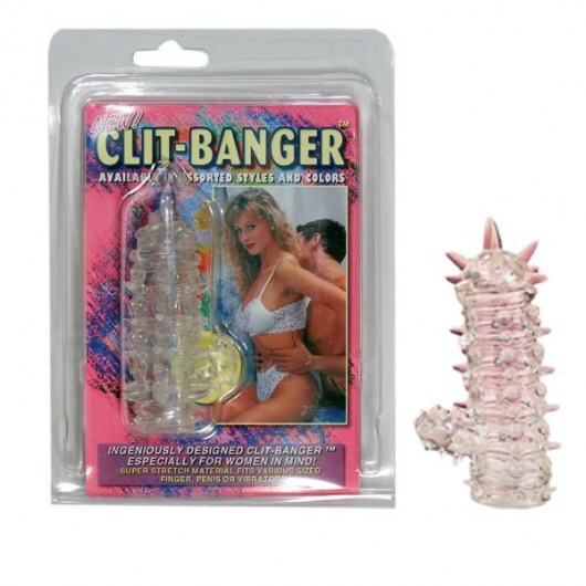 Прозрачная насадка с шипами и клиторальной шишечкой CLIT-BANGER SLEEVE IN CLEAR - Tonga - в Таганроге купить с доставкой