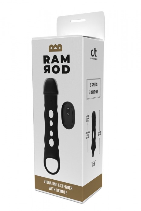 Черная насадка-удлинитель Vibrating Extender With Remote с вибрацией - Dream Toys - в Таганроге купить с доставкой