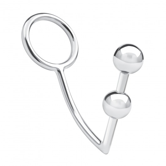 Кольцо на пенис с анальным стимулятором Two Bead Stainless Steel Anal Hook   Cock Ring - BlueLine - в Таганроге купить с доставкой