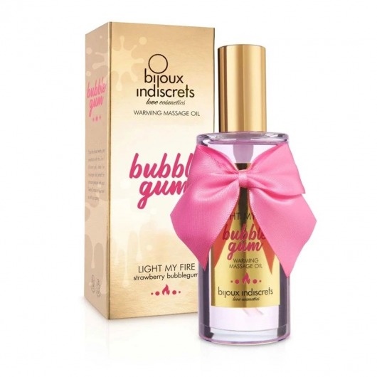 Разогревающее массажное масло Light My Fire Bubble Gum с ароматом бабл-гам - 100 мл. - Bijoux Indiscrets - купить с доставкой в Таганроге