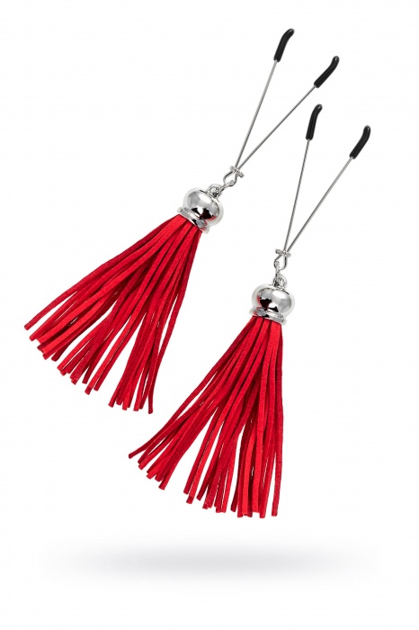 Зажимы на соски «Вилки» с красными кисточками из замши - Pecado - купить с доставкой в Таганроге