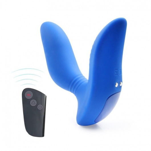 Синий вибромассажер простаты 3,5’’ Remote Control Curve P-spot Massager - 12 см. - Erokay - в Таганроге купить с доставкой