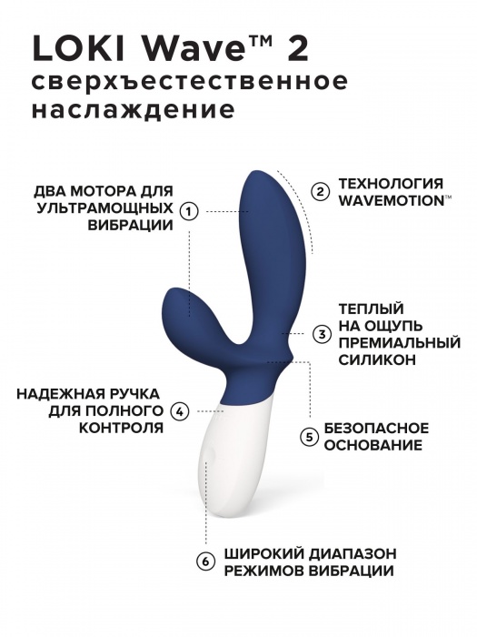 Синий вибромассажер простаты Lelo Loki Wave 2 - 19,6 см. - Lelo - в Таганроге купить с доставкой