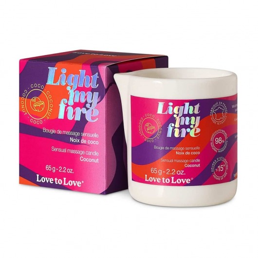 Массажная свеча Light My Fire Coconut с ароматом кокоса - 65 гр. - Love to Love - купить с доставкой в Таганроге