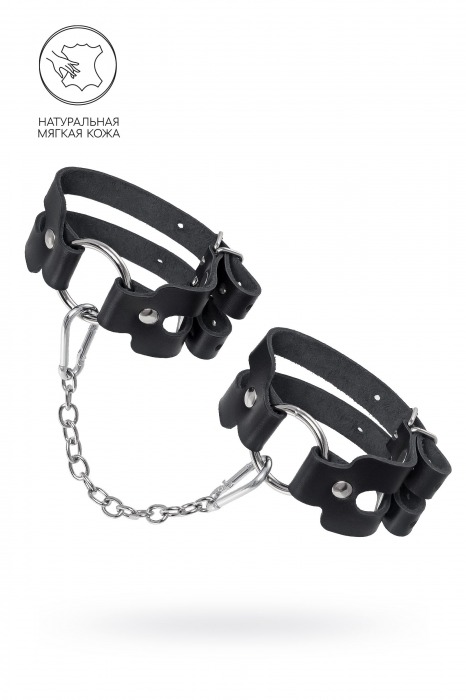 Черные кожаные оковы из двух ремешков - Pecado - купить с доставкой в Таганроге Черные кожаные оковы из двух ремешков - Pecado - купить с доставкой в Таганроге