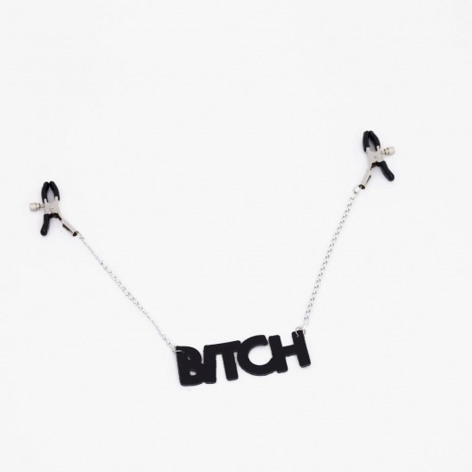 Зажимы на соски с кожаной подвеской Bitch - Crazy Handmade - купить с доставкой в Таганроге