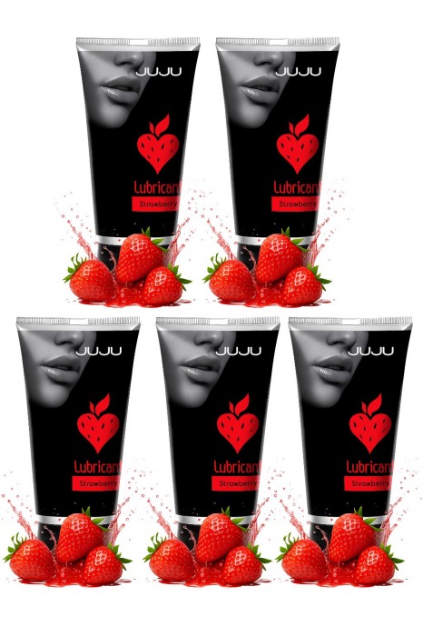 Набор из 5 съедобных лубрикантов JUJU со вкусом клубники - JuJu - купить с доставкой в Таганроге