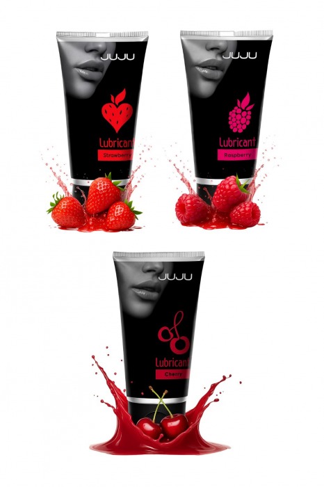 Набор из 3 съедобных лубрикантов JUJU (клубника, малина, вишня) - JuJu - купить с доставкой в Таганроге