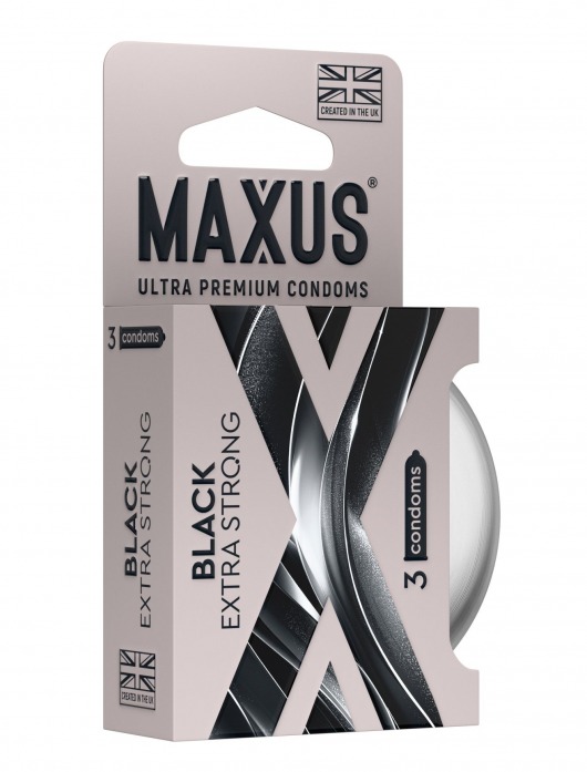Черные утолщенные презервативы MAXUS Extra Strong с железным кейсом - 3 шт. - Maxus - купить с доставкой в Таганроге