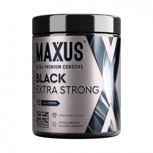 Черные утолщенные презервативы MAXUS Extra Strong с железным кейсом - 15 шт. - Maxus - купить с доставкой в Таганроге