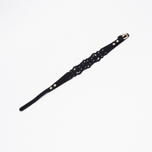 Черный ажурный чокер с золотистой фурнитурой - Crazy Handmade - купить с доставкой в Таганроге