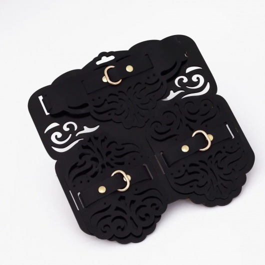 Фигурный набор для БДСМ-игр с узорами и золотистой фурнитурой - Crazy Handmade - купить с доставкой в Таганроге